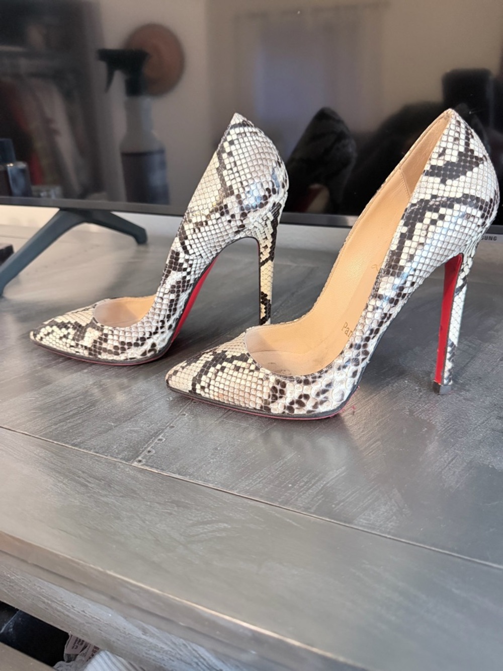 Christian Louboutin Rocio Python Pigalle 120 Sz 36 Pointed Stiletto Heels